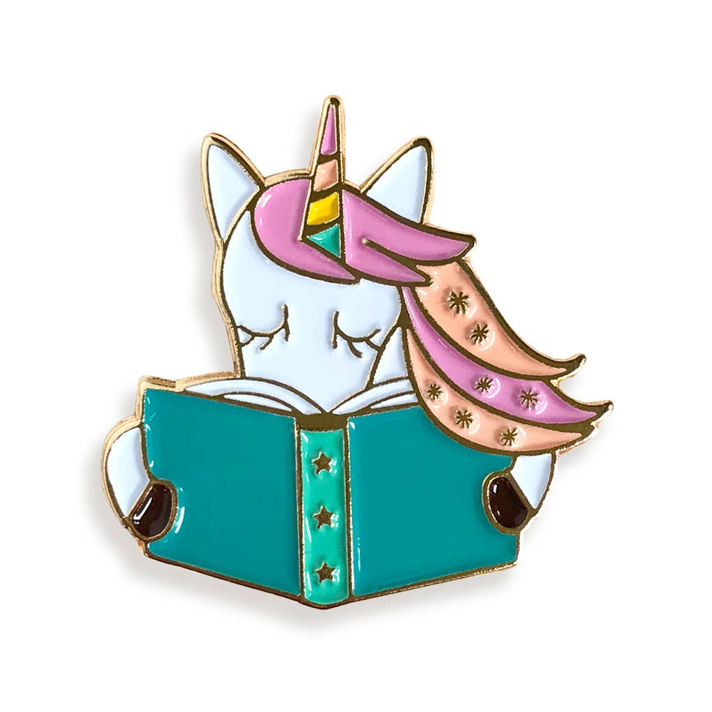 Reading Unicorn Gift Set - Bookmark & Enamel Pin