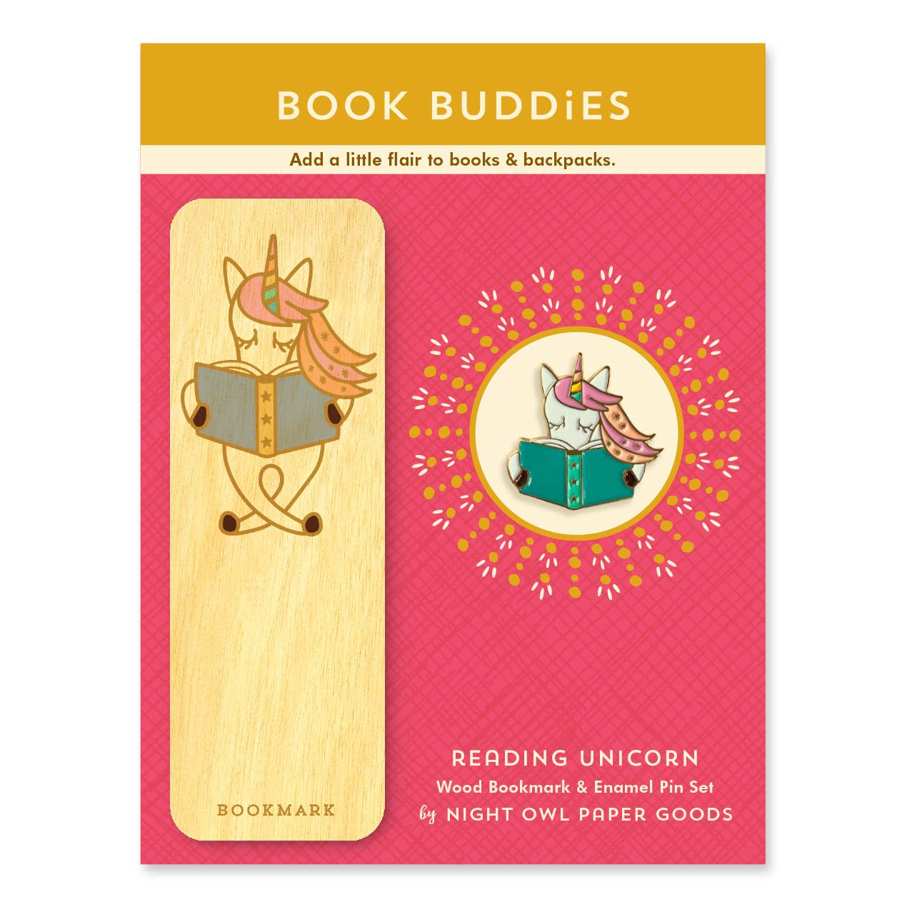 Reading Unicorn Gift Set - Bookmark & Enamel Pin